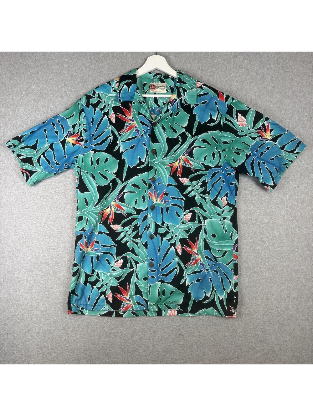 Vintage Hilo Hattie Blue Floral Hawaiian Shirt Beach Wear Men’s Large